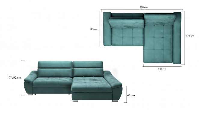 Eckcanapé Canapé Couch Polster Eckgarnitur L-Form Multifunktioun Textil Wunnlandschaft