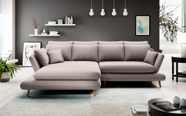 Stoff L-Form Canapé Wunnlandschaft Ecksofa Canapé Modernen Design Béige Canapéën