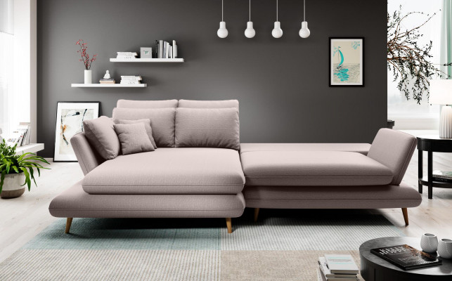 Stoff L-Form Canapé Wunnlandschaft Ecksofa Canapé Modernen Design Béige Canapéën