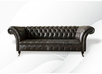 Chesterfield 3 Sëtzer Modern Design Couchen Ledersofa XXL Sëtzméiwwel Méiwwel Sofaen