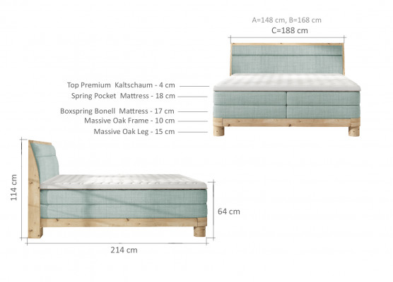Eichenmassivholz Bett Boxspring Better Massiv Doppel Holz Polster Design