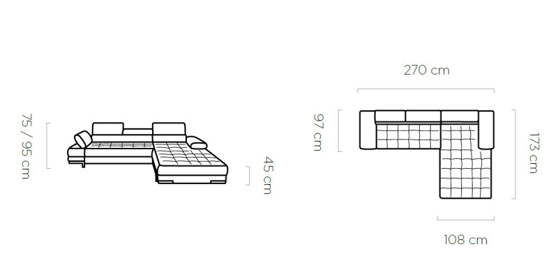 Design-Ecksofa L-Form Bettfunktion Canapé Lieder Textil Sofa Multifunktion Stoff
