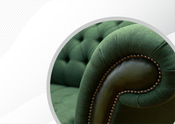 Chesterfield 3 Plaz Donkelgréng Wunnzëmmer Design Couchen Gepolstert Sofa Textil