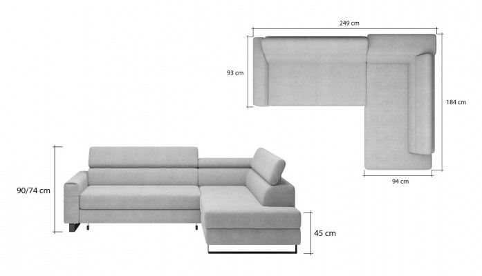 Gréng Ecksofa Textil Sofa Polster Garnitur Modern Canapé Wunnlandschaft L Form