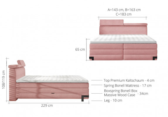 Designer Bett Schlofkummer Better Textil Hotel Luxus Polster BoxsprangbettMiwwelen