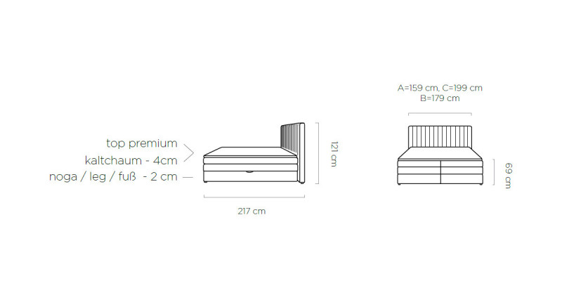 Boxspringbett 180x200cm Duebel Hotel Better Textil Schlofzëmmer Bett Polster Nei