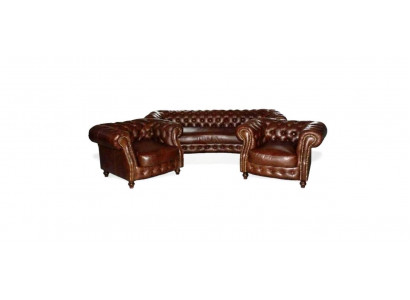 Chesterfield Brun Eckcanapé Canapé Couchage Polster Eckgarnitur Wunnzëmmer
