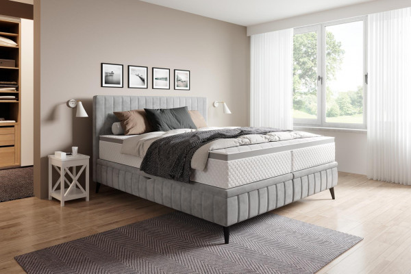 Duebel Schlofzëmmer Holz 180x200 Bett Klassesch Polsterbett Luxus Boxspringbett
