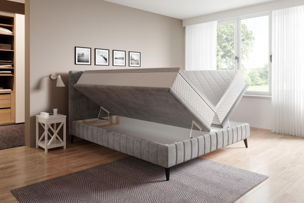 Duebel Schlofzëmmer Holz 180x200 Bett Klassesch Polsterbett Luxus Boxspringbett