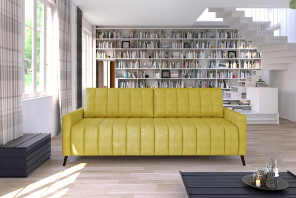 Dreesëtzsofa Polster Design Canapé Modern 3-Sëtz Sofas Zëmmer Miwwelen Giel