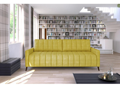 Dreesëtzsofa Polster Design Canapé Modern 3-Sëtz Sofas Zëmmer Miwwelen Giel