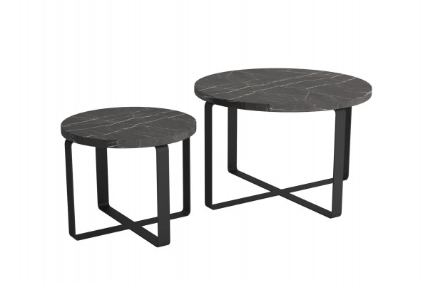 2x Kaffisäitdëscher Edelstol Schwaarz Ronn Miwwelen Modernen Design Set