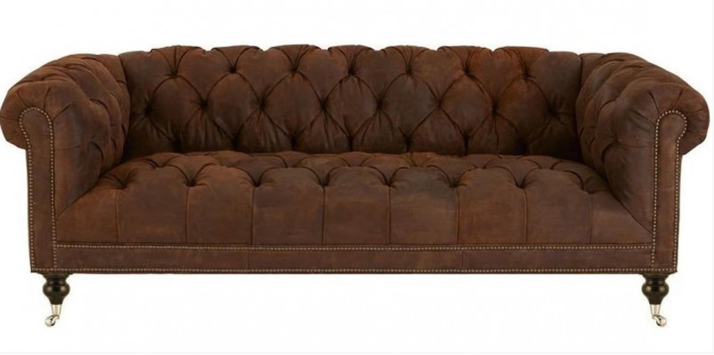 Brong dräisiichter Chesterfield Modern Design Lieder Sofa Design Miwwelen Samt Stoff