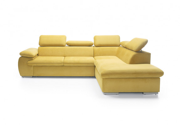 Design Ecksofa L-Form Sofa Couch Polster Schloofsofa Textil Bettfunktioun Schloof
