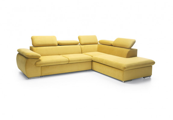 Design Ecksofa L-Form Sofa Couch Polster Schloofsofa Textil Bettfunktioun Schloof