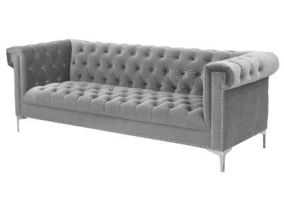 Grou Chesterfield Dräisëtzer Stoff Wunnzëmmer Design Canapéë Polstersofaen Nei