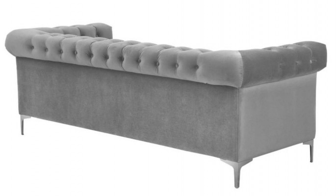 Grou Chesterfield Dräisëtzer Stoff Wunnzëmmer Design Canapéë Polstersofaen Nei