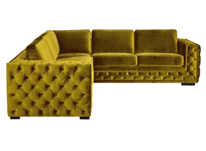 Chesterfield Samett Ecksmonni Sofa Couch Polstereckgarnitur Wunnzëmmer Couchen Giel