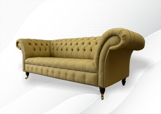 Chesterfield 3-Sëtz Giel Wunnzëmmer Design Couchen Polstersofa Sofas Textil