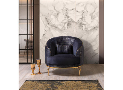 Wunnzëmmer Fotell Polster 1-Sëtz Couche Modern Textil Neit Blo Luxus