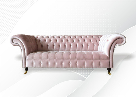 Chesterfield 3-Sëtzer Hellrout Kreativ Miwwel Neit Wunnzëmmer Modern Design Canapé