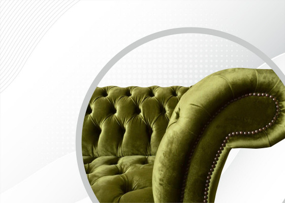 Chesterfield Gréng Dräisëtzer Wunnzëmmer Design Couchen Polstersofa Textil Nei