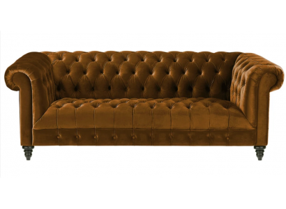 Dräisëtzer Chesterfield Braun Stoff Canapé Nei Original Design Couche Polster