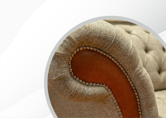 Chesterfield 3 Sëtzer Beige Wunnzëmmer Design Couchen Polstersofa Sofen Textil