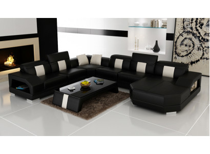Ledersofa Canapé Wunnlandschaft Ecksofa Eck Garnitur Design Modern Canapé R7003 Nei