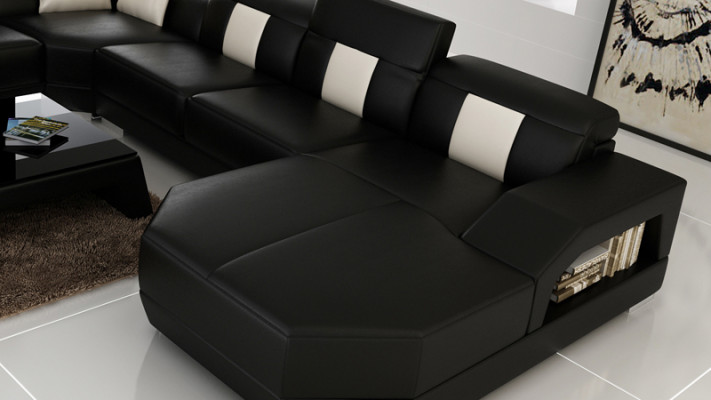 Ledersofa Canapé Wunnlandschaft Ecksofa Eck Garnitur Design Modern Canapé R7003 Nei
