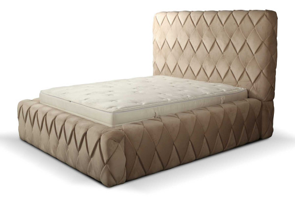 Luxus Bettgestell 180x200 cm Faarf beige Kappdeel Better Schlofkummer Miwwelen