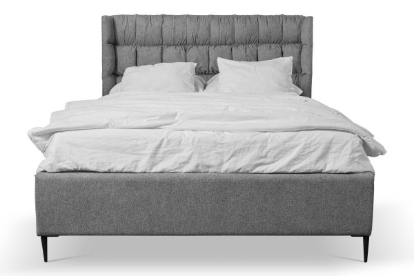 Grau Duebelbett Klassesch Schlofzëmmermiwwel Design Eleganten Stoff Bett