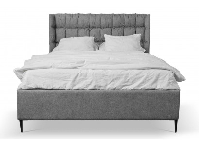 Grau Duebelbett Klassesch Schlofzëmmermiwwel Design Eleganten Stoff Bett