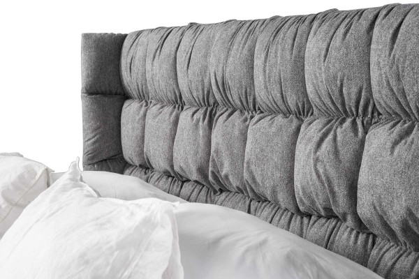 Grau Duebelbett Klassesch Schlofzëmmermiwwel Design Eleganten Stoff Bett