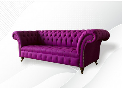 Chesterfield 3-Sëtzer Lila Stoff Design Couchen Polstersofaen Nei Kreativ Sofa