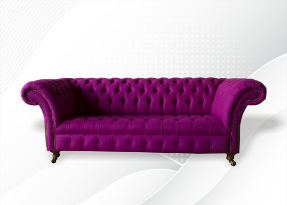 Chesterfield 3-Sëtzer Lila Stoff Design Couchen Polstersofaen Nei Kreativ Sofa