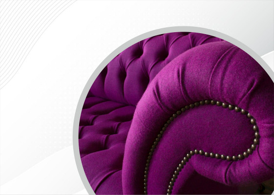 Chesterfield 3-Sëtzer Lila Stoff Design Couchen Polstersofaen Nei Kreativ Sofa