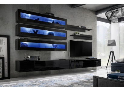 Wanddesign Regal TV-Ständer Wanddësch Schlofkummer Holz Ariichtung Nei