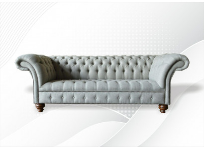 Chesterfield 3-Sëtzer Wunnzëmmer Modern Hellgräif Couch Sofa Neit Kreativt Stëft