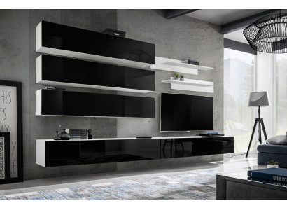 Set 7 dlg. Designer Wunnzëmmer Wunnwand Mauereschaf Säitenschaf TV-Stänner Nei