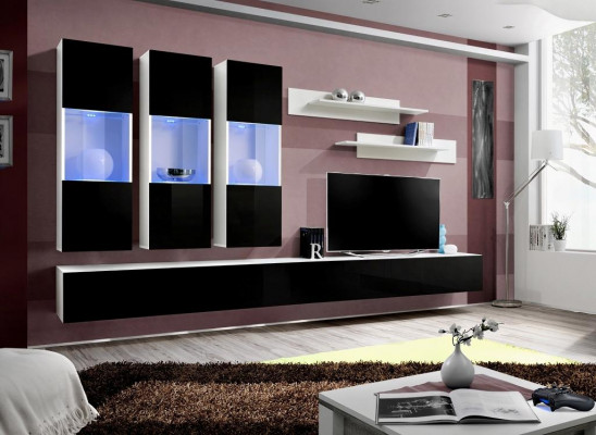 Wunnzëmmer Modern Wunnwand Designer Holzmöbler TV Stänner Luxus Hänkvitrin