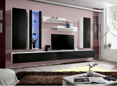 Wunnzëmmer Set 7 Deeler Luxus Wunnwand Modern Designer Wandschaf Nei TV Stänner