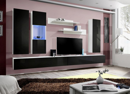 Luxus Wunnwandsaz Komplett Set Wunnzëmmer Huelzmöbel Designer Wandschaf