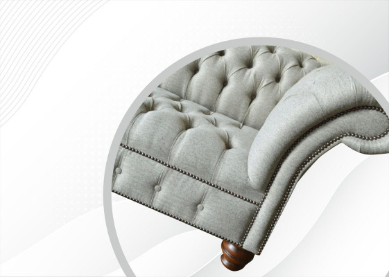 Chesterfield 3-Sëtzer Wunnzëmmer Modern Hellgräif Couch Sofa Neit Kreativt Stëft