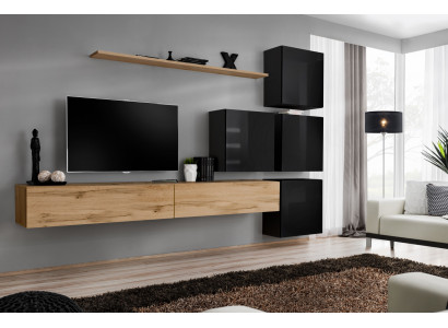 Holzmöbel Wunnwand TV-Stänner Wand Regal Komplett Luxus Garnitur Set