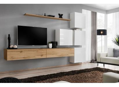 Wunnwand Braun Wunnzëmmer Holz Modern Miwwelen Garnitur Luxus Komplett Wandsschaf