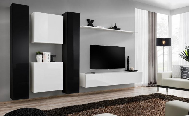 Wäiss Wunnmauer Wandspäicher Designer Wunnzëmmersmiwwelen TV Stänner Buffet.