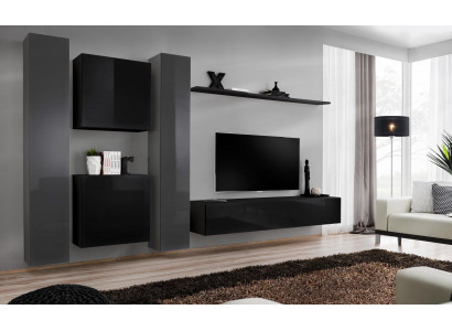 Designer schwaarz Wunnzëmmermiwwelen nei Wunnwand TV-Stand Set Miwwelen Sideboard