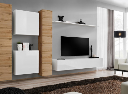 Wohnwand Wäiss Holzmiwwelen Schaf Designer Mauer-Schaf Komplett Mauer Regal