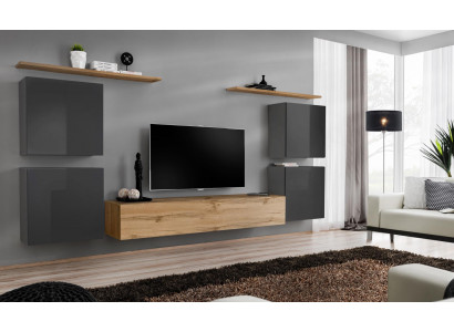 Luxus Wunnwand Komplett 7tlg Designer Wandregal Wunnzëmmer Brong TV-Stänner